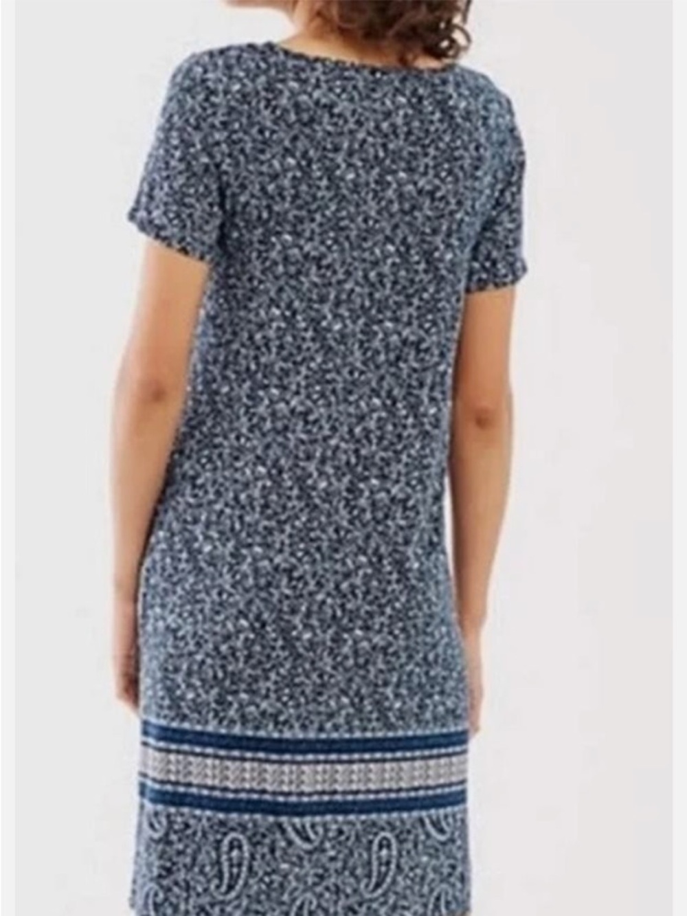 J. Jill Navy and White Paisley Midi Shift Dress Size LP - Picture 2 of 12